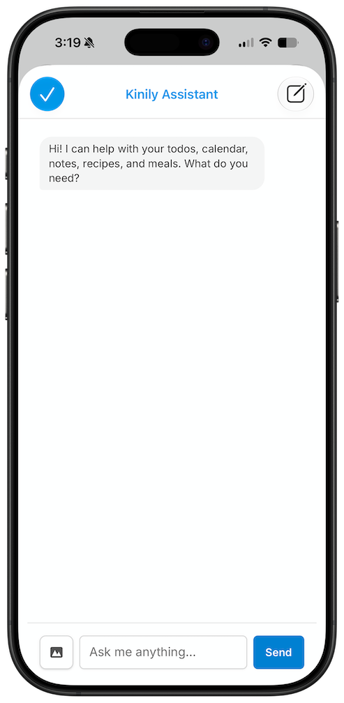 Kinily AI assistant answering a question about the family schedule